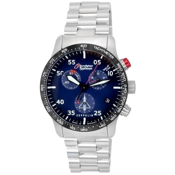 Zeppelin Reloj Eurofighter Typhoon con Cronógrafo de Cuarzo, Esfera Azul, 7298M3SET, 100 M, para Hombre con Juego de Correas.