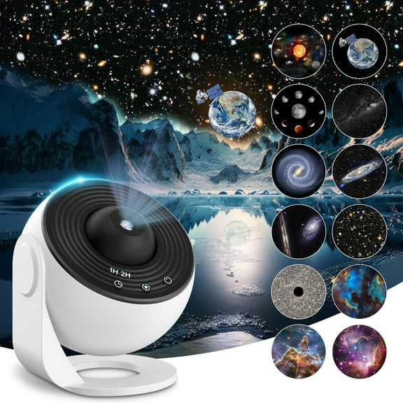 Planetarium Star Projector,Galaxy Projector, Realistic Starry Sky Night Light with 12 Film Discs, Solar System Constellation Moon for Kids Bedroom Ceiling Home Living Room Decor Birthday Gifts