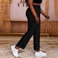 thumbnail image 6 of ClodeEU Women's Faux Denim High Stretch Flare Pants with Faux Pockets,Loose Fit Casual Leggings Black,Womens Plus M, 6 of 8