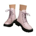 thumbnail image 3 of Women's Ankle Boots Round Toe Lace Up Heel Ankle Boots With Shiny Finish And Thick Sole, 3 of 8