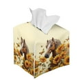 thumbnail image 6 of ZIATUBLE Sunflower Horse Square Tissue Box Cover Leather Tissue Holder for Car Decorative Rectangular Tissue Box Covers Wear Resistant Facial Napkin Box Holders Home Decoration, 6 of 7