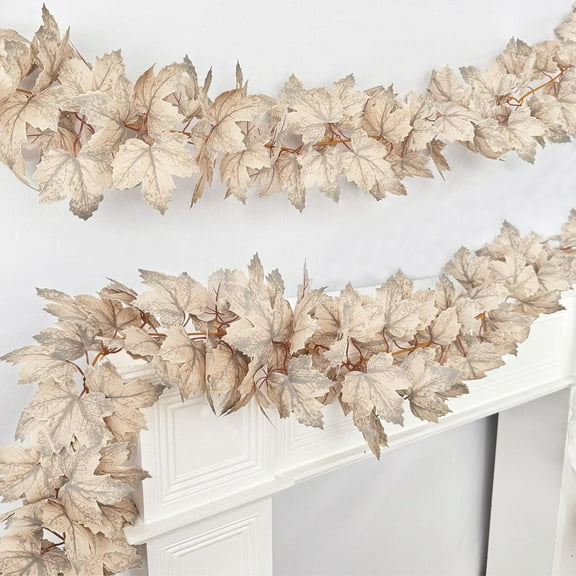 Guvpev 2 Pack Fall Garland - Fall Decorations for Home, 6FT Autumn Maples Leaves Garlands, Fall Decor Autumn Garland, Thanksgiving Farmhouse Harvest Decor for Mantel, Table, Fireplace, Porch, Wall