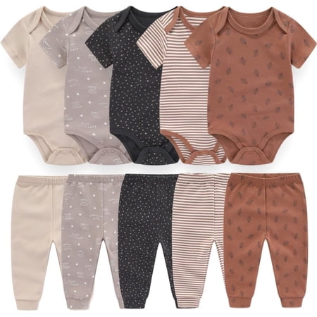 TYMZDYN Baby Layette Set Baby Boys' 10-Piece Bodysuits Pants Set Toddler Girl Boy Unisex Baby Gift Sets