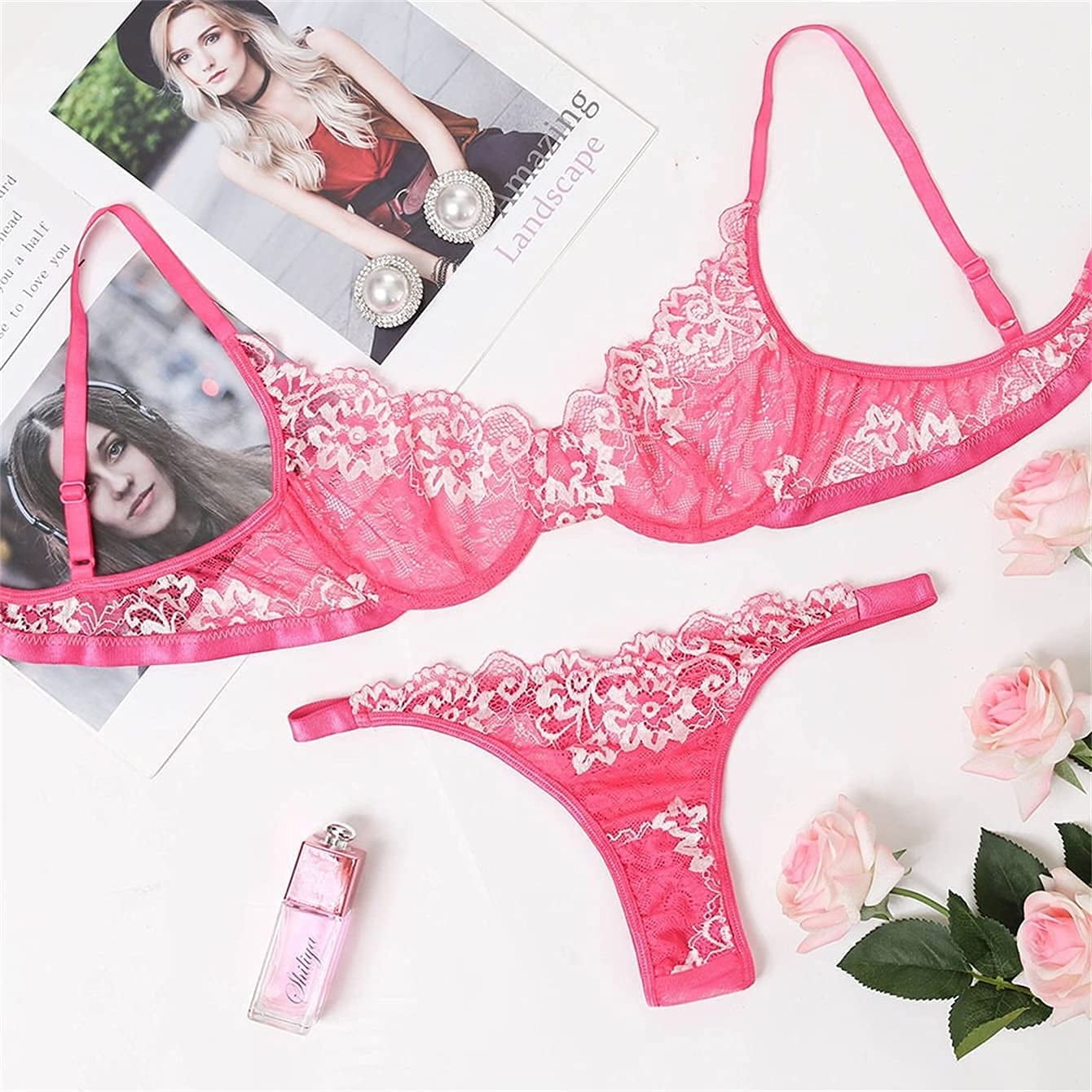 Sweet Matching Lace Bra Panty Set Sexy Push Up 2 Pcs Lingerie – FloraShe
