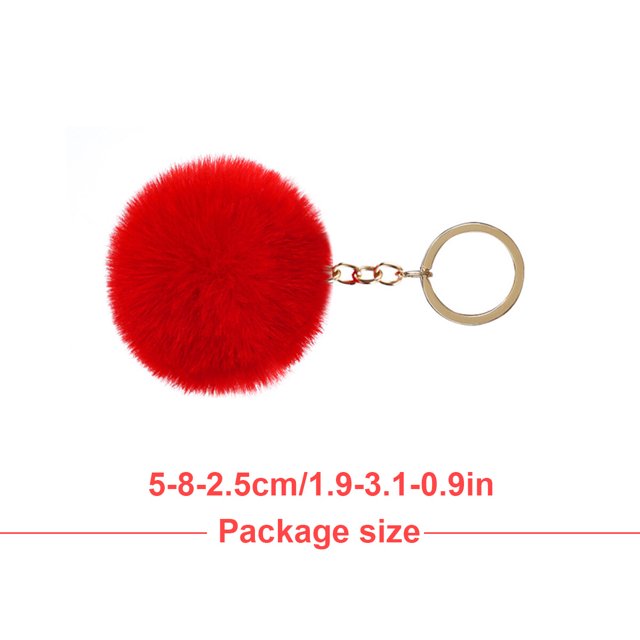 Fuzzy Ball Keychain Supple Comfortable Lovely Key Rings Adorable Practical Key Chains Women for Children Adults Elderly Students Red 4cm