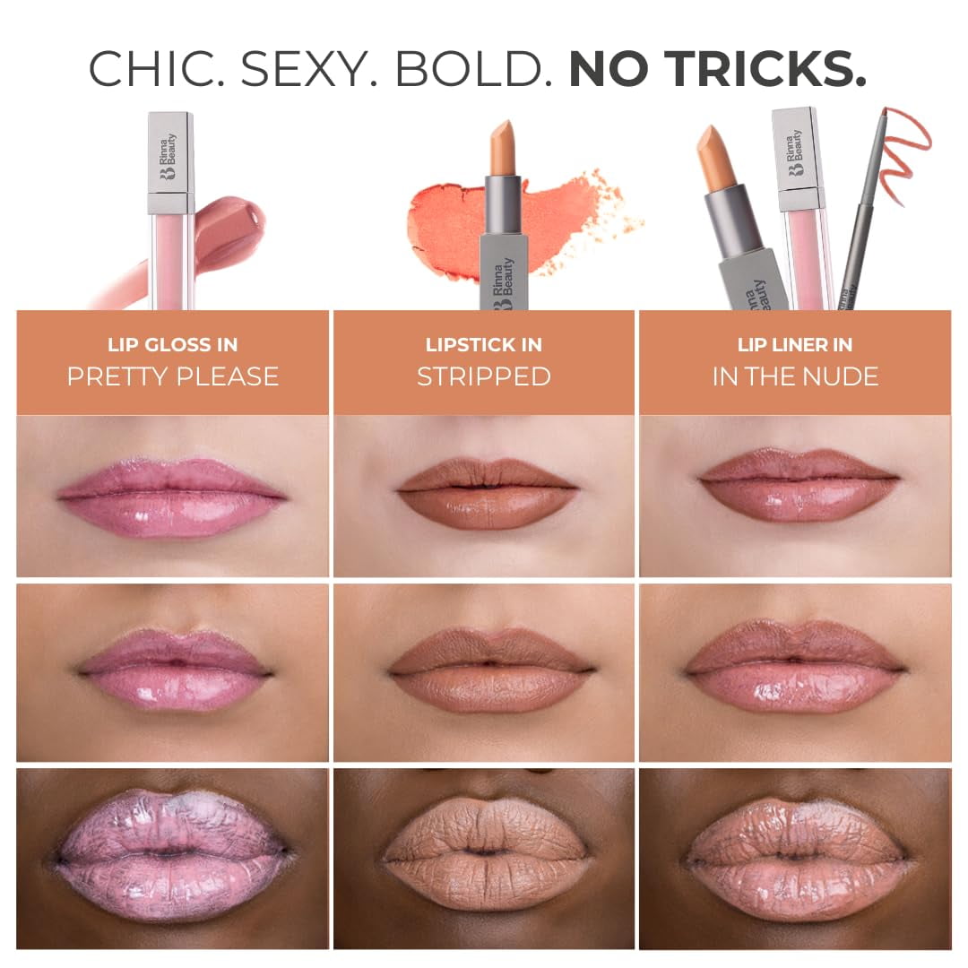 Rinna Beauty Icon Lip Kit – Delilah, 3-Piece Lip Set with Lipstick, Lip Gloss & Lip Liner, Pink Nude Look, Vegan & Cruelty-Free
