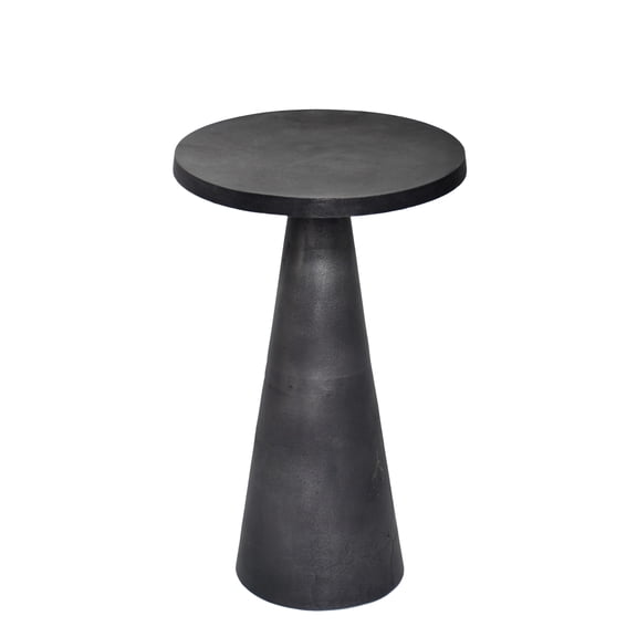Cresta Modern Black Metal Side Table, Round End Table with Conical Base, 21 Inch Modern Accent Table for Living Room & Bedroom