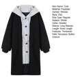 thumbnail image 7 of Women Winter Coat - Fake Two-piece Hooded Colorblock Long Sleeve Loose Knee Length Thick Plush Warm Drawstring Single-breasred Overcoat, 7 of 7