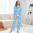 thumbnail image 6 of FORMRS Womens Pajama Set Long Sleeve Top and Pants with Pockets Soft Comfy Lounge Sleepwear, Sizes S-2XL, Cartoon Cloud Pattern, 6 of 7