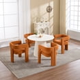 thumbnail image 5 of Guyou Modern Boucle Dining Chair Set of 2, Velvet Upholstered Barrel Chair, Comfy Armchair with Open Backrest, Vanity Side Chair Accent Chair for Living Room Bedroom Dining Room, Orange, 5 of 10