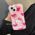 thumbnail image 1 of Funda de teléfono móvil de juguete de peluche de Hello Kitty, carcasa protectora Kawaii rosa, regalo para niña, otoño, invierno, rosa, Plushie, Iphone 13, 14, pro Max, nuevo, 1 of 3