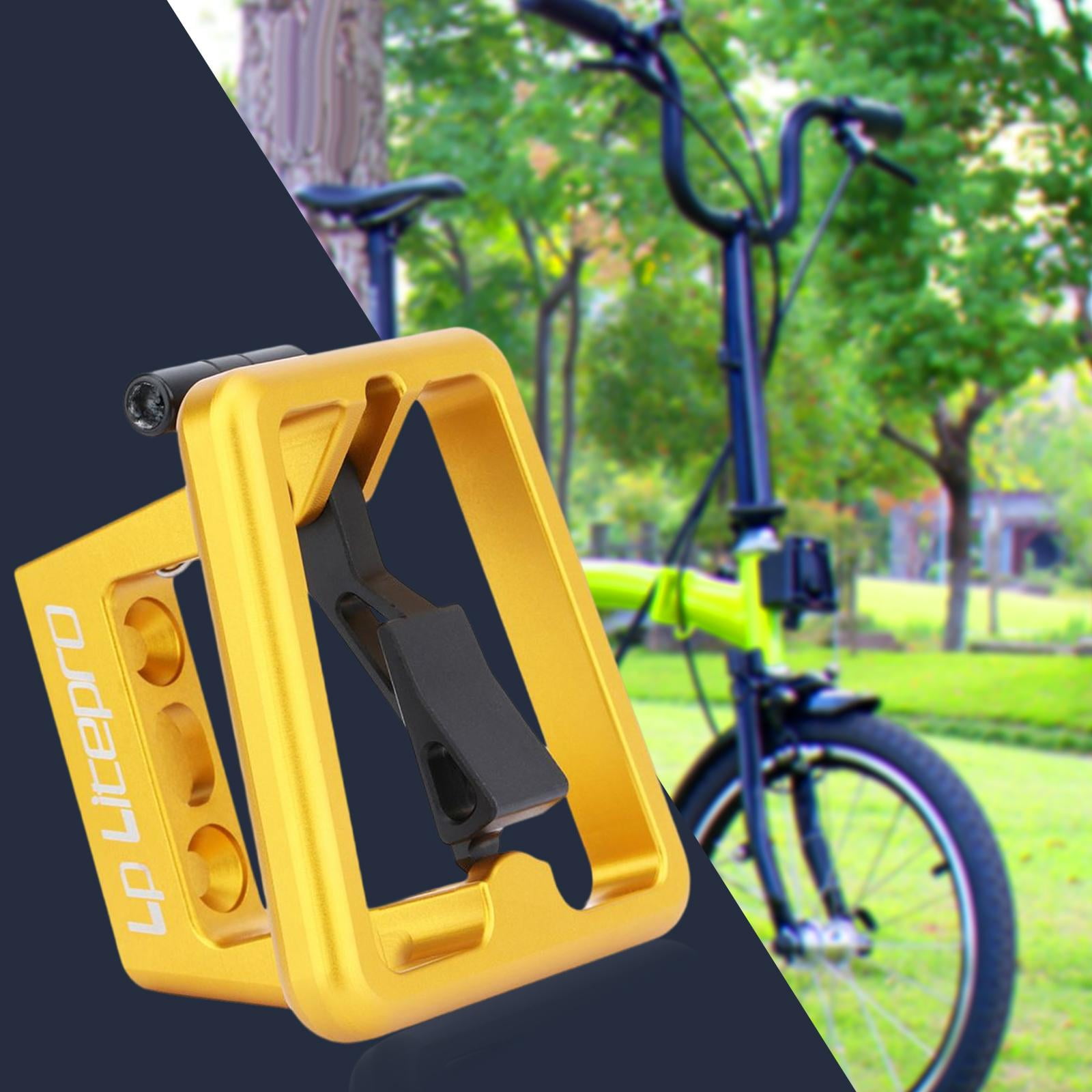 Bloc de Support avant de Velo Pliant Alliage d Aluminium Sac a Dos Cage Support Panier Adaptateur Support Accessoires de Cyclisme Dore