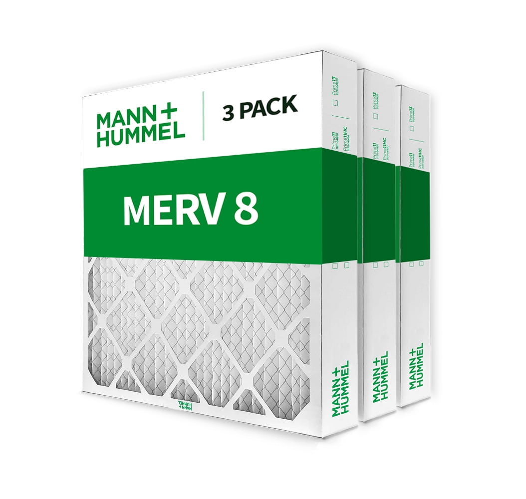 Mann+Hummel 20x25x4 MERV 8 Pleated HVAC AC Furnace Air Filters. 3 Pack. (Exact Size: 19.5 x 24.5 x 3.75 Inches)