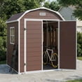 thumbnail image 5 of Heavy-Duty Resin Outdoor Storage Outdoor Storage with Floor - Lockable, Window & Vents - Waterproof Deep Brown Garden Outdoor Storage for Tools, Lawn Mower, Bikes - 6x4.5 ft - Color: Deep Brown, 5 of 8