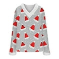 thumbnail image 5 of JTZGDY 3D Novelty Christmas Tops for Women Winter Warm Fuzzy Trim V Neck Long Sleeev Santa Claus/Xmas Tree Pattern Printed Pullover T-Shirts Trendy Oversized Tunic Blouse Multicolor#15 XL, 5 of 7