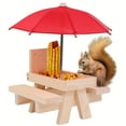 thumbnail image 2 of 1pc Outdoor Squirrel Feeder, Squirrel Picnic Table With Umbrella, Wooden Squirrel, 2 of 5