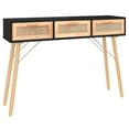 thumbnail image 2 of vidaXL Console Table Entryway Side Table Solid Wood Pine and Natural Rattan, 2 of 21