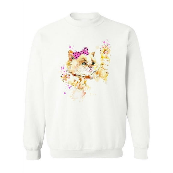 Cute Kitten Watercolor Design Sweatshirt Women -Image by Shutterstock, Female XX-Large