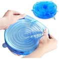thumbnail image 1 of Silicone Stretch Lids, Durable & Eco-Friendly Elastic Lids Reusable Heat Resistant Various Sizes Cover for Bowl (Blue-6pack), 1 of 7