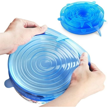 Silicone Stretch Lids, Durable and Eco-Friendly Elastic Lids Reusable Heat Resistant Various Sizes Cover for Bowl (Blue-6 pack)