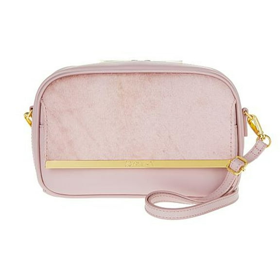 JOY & IMAN Luxe Leather & Calf Hair Crossbody Bag with RFID ~ Pink Blush