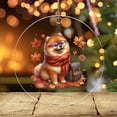thumbnail image 3 of Welcome Fall Pomeranian Enjoys School Time Autumn Fall Leaves Acrylic Round Ornament Pom Dog Lover Gifts Home Tree Decor - 02013, 3 of 4
