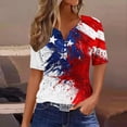thumbnail image 2 of Tnhcen Women's 4th of July Independence Day Print Henley Short Sleeve Top - Summer Patriot Shirt S-3XL Loose Fit Plus Size Essential, 2 of 5
