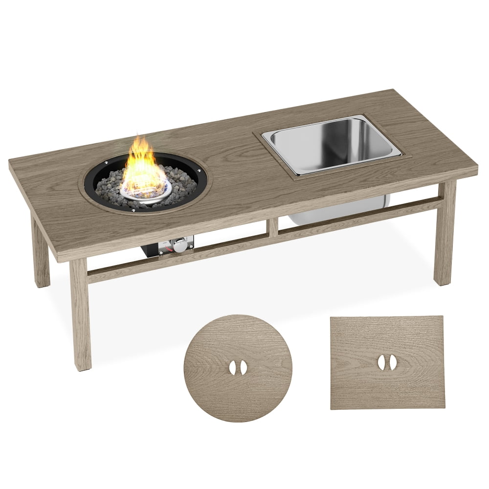 Aimee Lii Aluminum Rectangle Fire Pit Table, Gas Propane Outdoor Firepit Table for Outside Patio Garden Aimee Lii Aluminum Rectangle Fire Pit Table, Gas Propane Outdoor Firepit Table for Outside Patio Garden