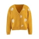 thumbnail image 1 of Qarigey Suéter de mujer Lints invierno otoño estampado de flores adorables estampado de manga larga cuello en V transpirable lavable suelto señoras Prendas para la parte del cuerpo Amarillo SG Qarigey AP012615-04, 1 of 6