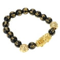 thumbnail image 4 of Pulsera de obsidiana tallada con Pi Xiu para la prosperidad Feng Shui: atrae la riqueza. Obsidiana 10mm, 4 of 7