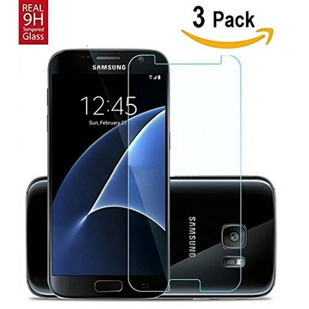 Galaxy S7 Screen Protector Tempered Glass [3 Pack], Amazingforless Screen Protector for Samsung Galaxy S7 (Only Covers the Flat (Best Glass Screen Protector Galaxy S7)