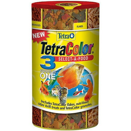 Tetra TetraColor 3-in-1 Tropical Fish Flake Food, 1.98-Ounce