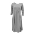 thumbnail image 4 of Afdoent Women's Dresses Elegant Knit Dress Classic Crew Neck Short Sleeves Casual Soft Solid Color Knit Midi Dress For Everyday Outfits Comfortable Boho Beach Dress, 4 of 4
