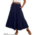 thumbnail image 5 of JWD Summer Maxi Skirt for Women Boho Lightweight Flowy Tiered Long Beach Skirts with Pockets Navy Blue M, 5 of 8