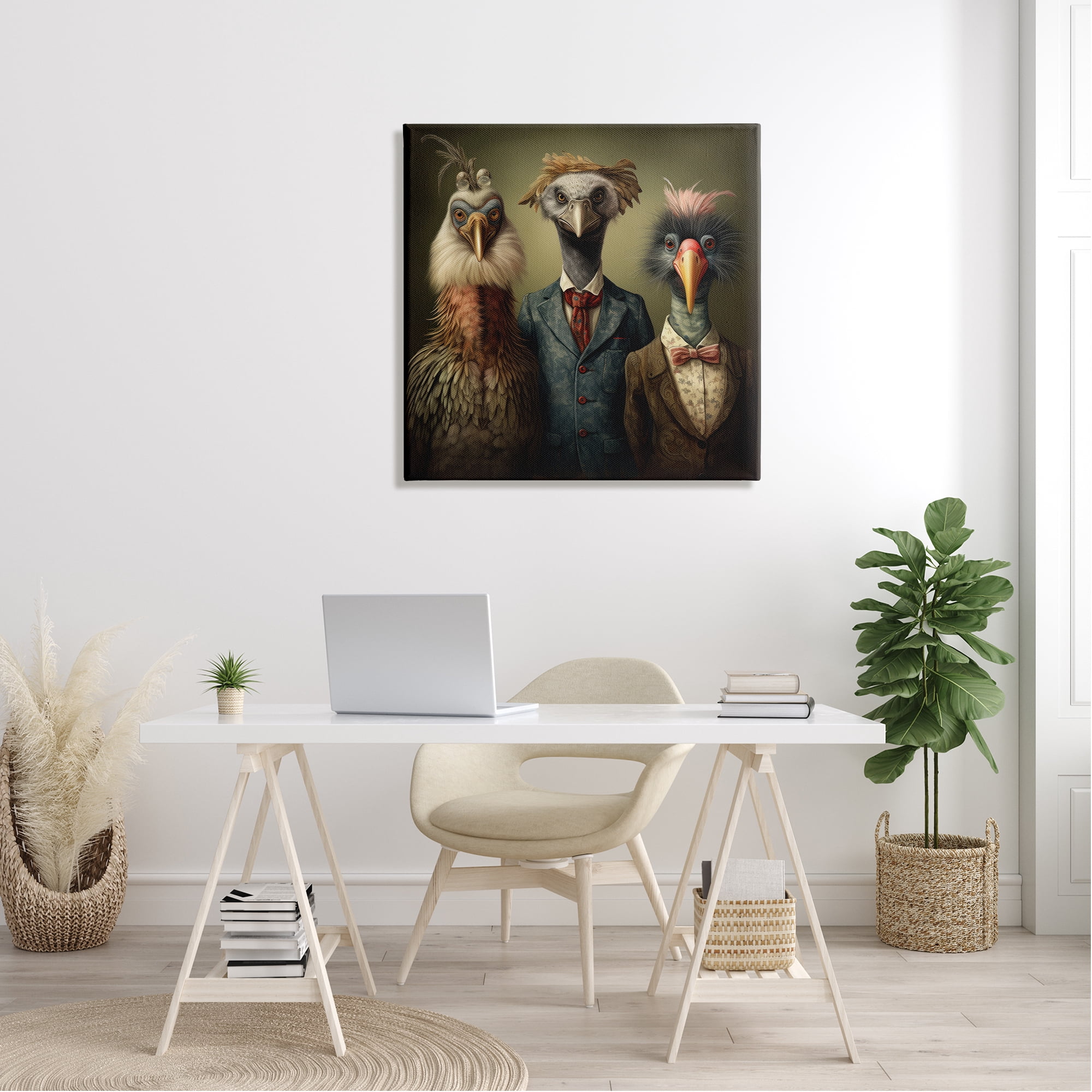 Stupell Industries Birds in Fancy Suits Animals & Insects Painting Gallery Wrapped Canvas Art Print Wall Art, 30 x 30