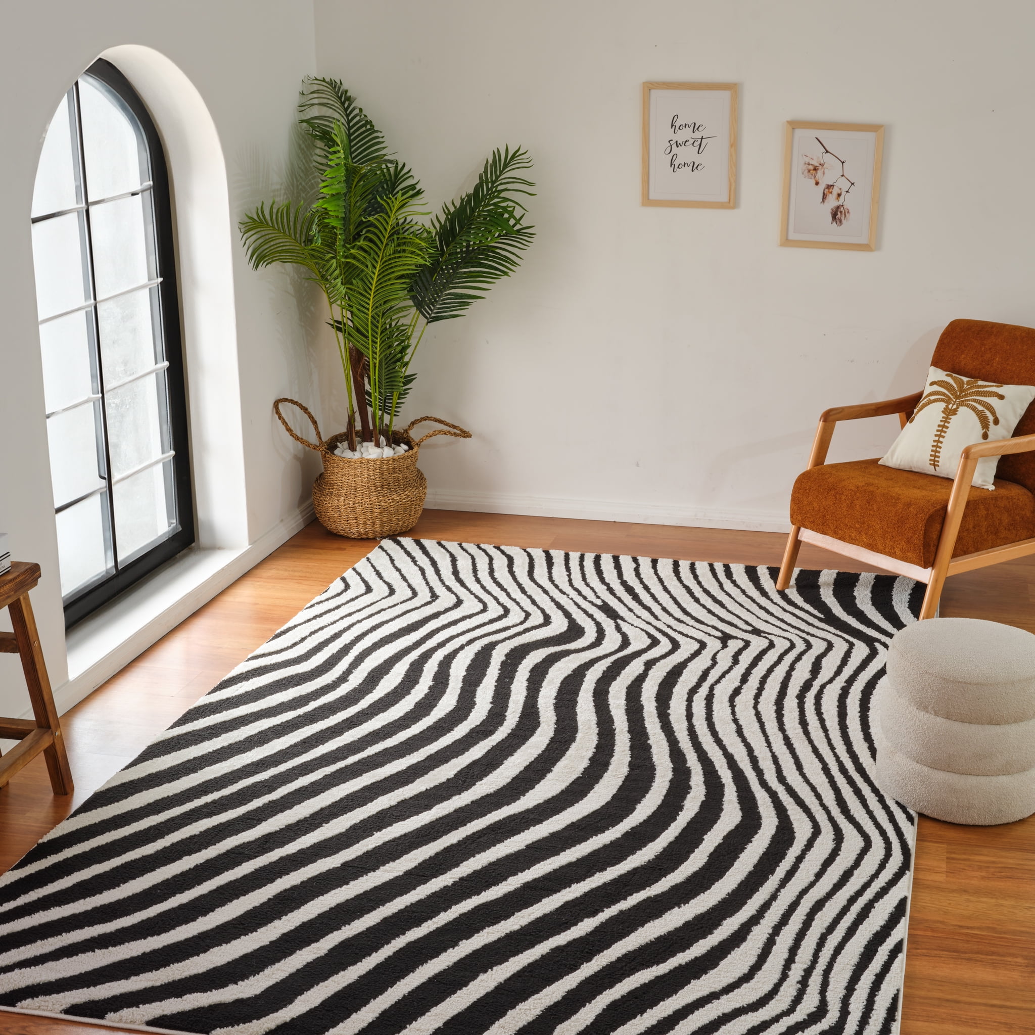 Rug Branch Domus Zebra Print Indoor Area Rug, Cream Black, Modern - Living Room, Bedroom, Dining Room, and Kitchen
