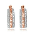 thumbnail image 3 of Gorgeous 0.02 Carat Natural Diamond Accent Greek Key Hoop Earrings In 14K Rose Gold Plated, 3 of 6