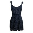 thumbnail image 4 of Women's Sleeveless V-Neck Camisole Boho Dress Slim Lace-Up Polka Dot Mini Sundress Casual Backless A-Line Dresses, 4 of 6