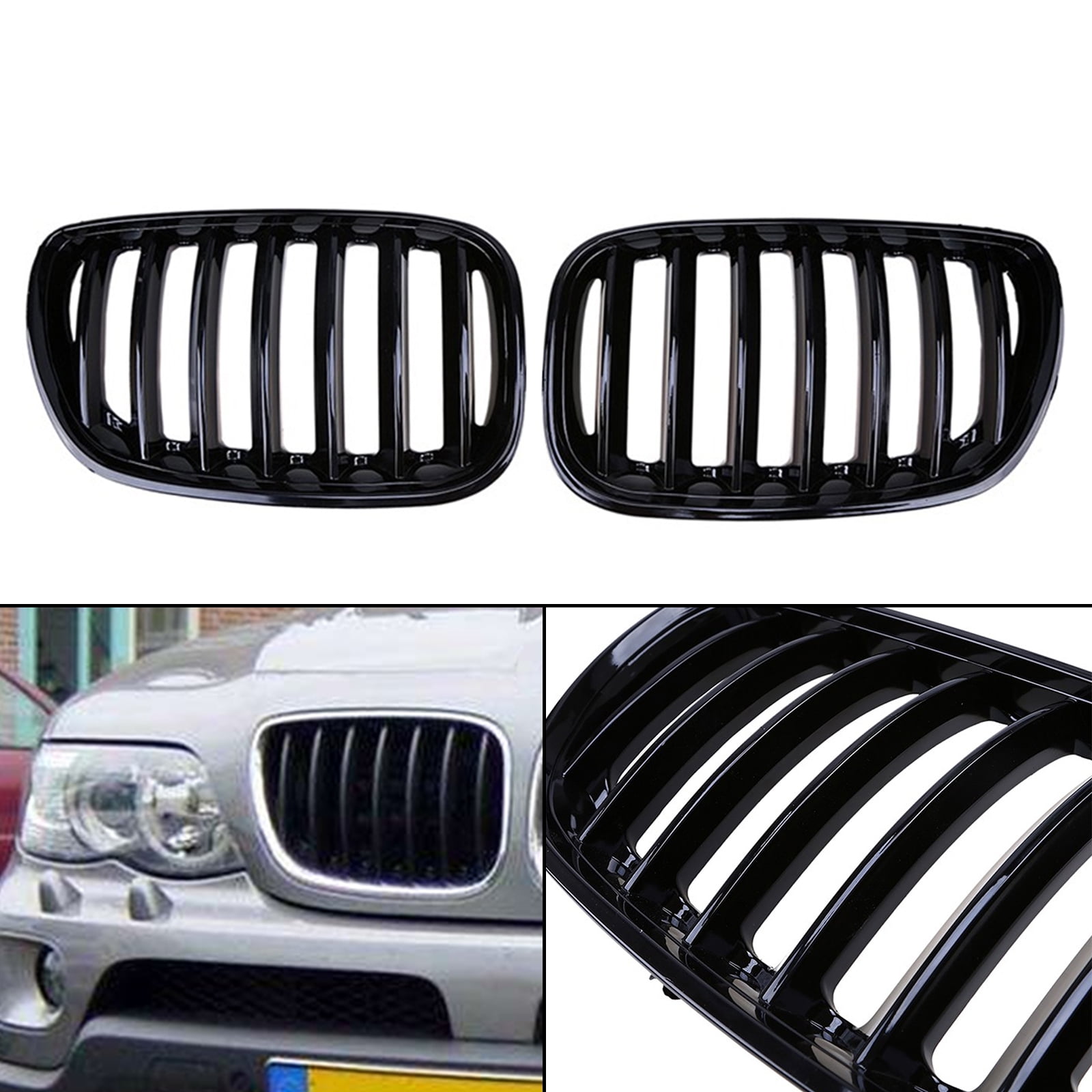 Gloss Black M-color Front Kidney Grill Grille Fit BMW X5 E53 2004-2006 X Series