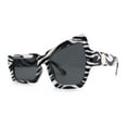 thumbnail image 3 of Womens Asymmetrical Raised Eyebrow Fun Diva Plastic Rectangle Sunglasses Zebra Black, 3 of 5