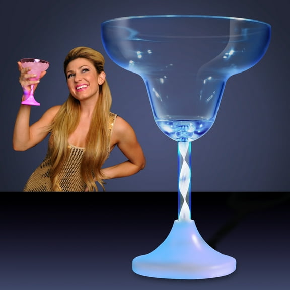FlashingBlinkyLights Light Up Margarita Glass with Long Spiral Stem