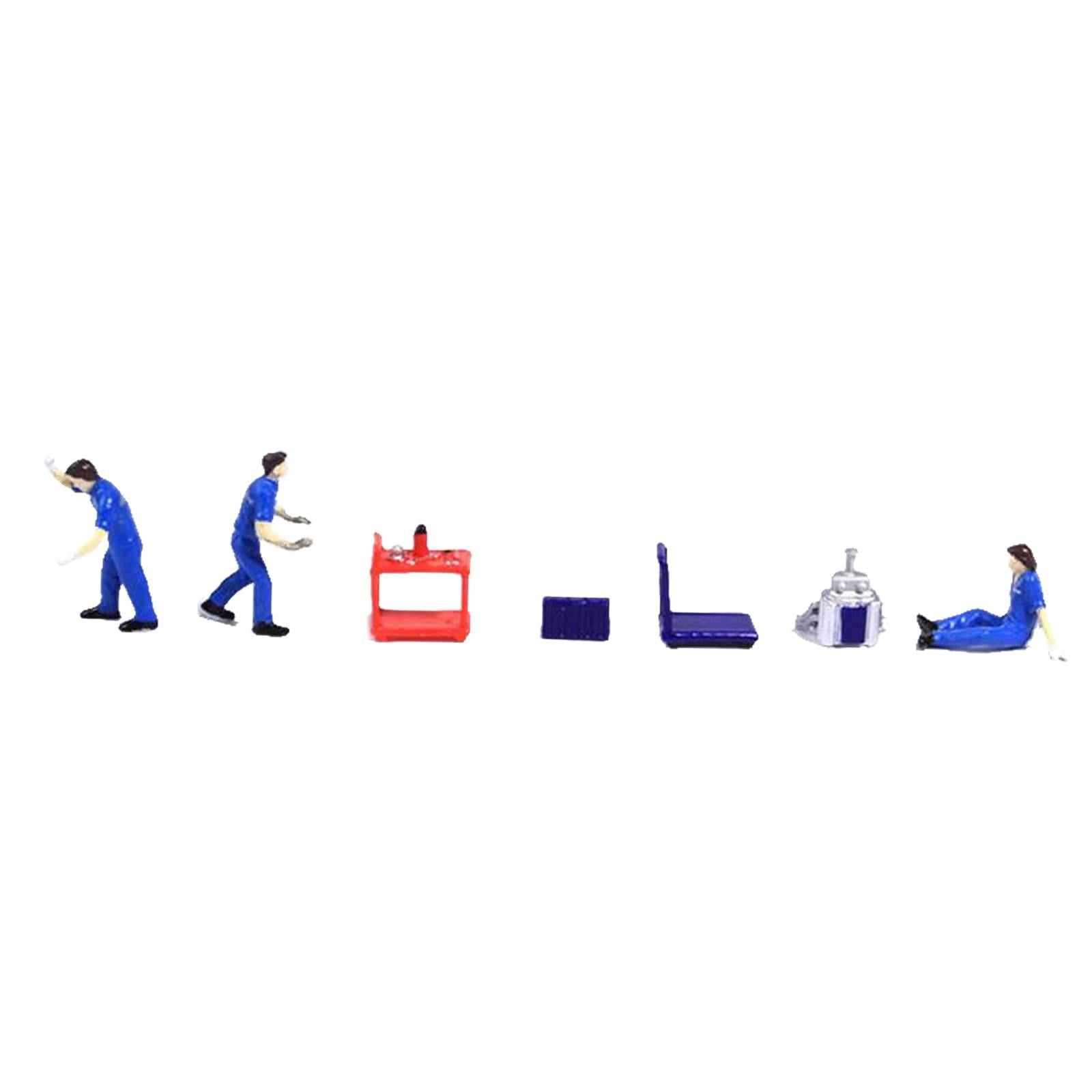 LeeQinersw Hand Painted 1/64 Miniature People Figurines Garage Scenes Sand Table Decoration blue