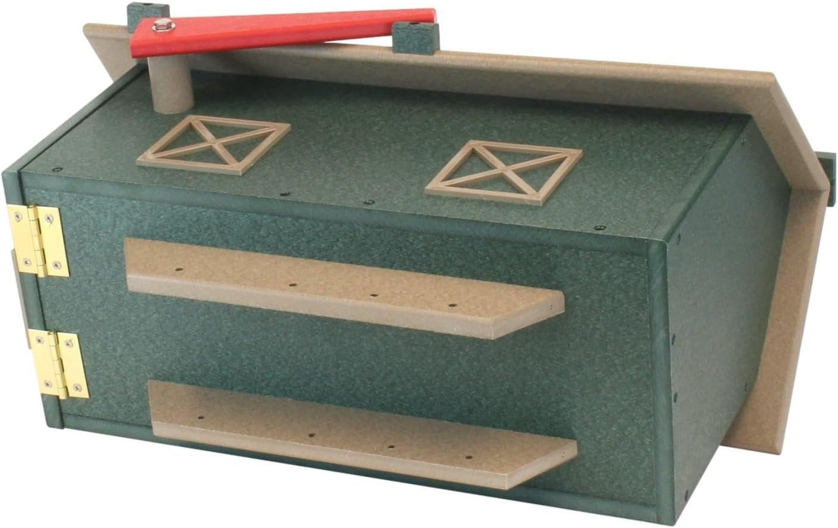 AmishToyBox.com Mailbox, Post Mount, Made with Weather-Proof Poly Lumber, UV-Resistant, Weathered Wood and Turf Green