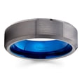 thumbnail image 2 of Gunmetal Tungsten Wedding Ring Blue Tungsten Ring Men & Women 6mm Blue Tungsten Ring Anniversary Ring Comfort Fit Ring, 2 of 2