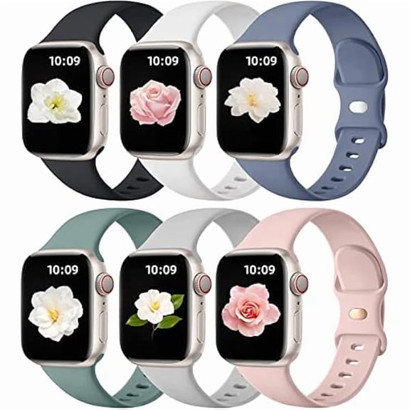 xixishop 6 Pack Bands Compatible for Apple Watch Band 38mm 40mm 41mm 42mm 44mm 45mm 46mm 49mm Women Men, Soft Silicone Sport Band Strap for iWatch Apple Watch Series 11 10 9 8 7 6 5 4 3 2 1 SE Ultra