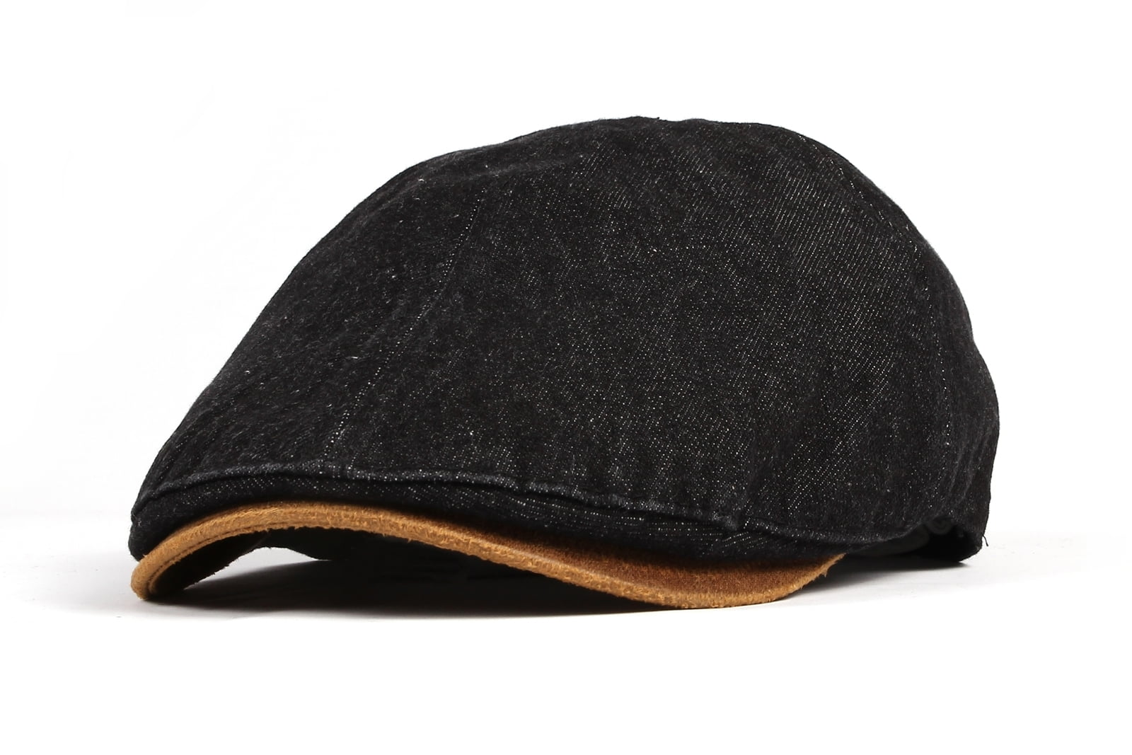 WITHMOONS Denim Newsboy Hat Faux Leather Brim Flat Cap SL3017