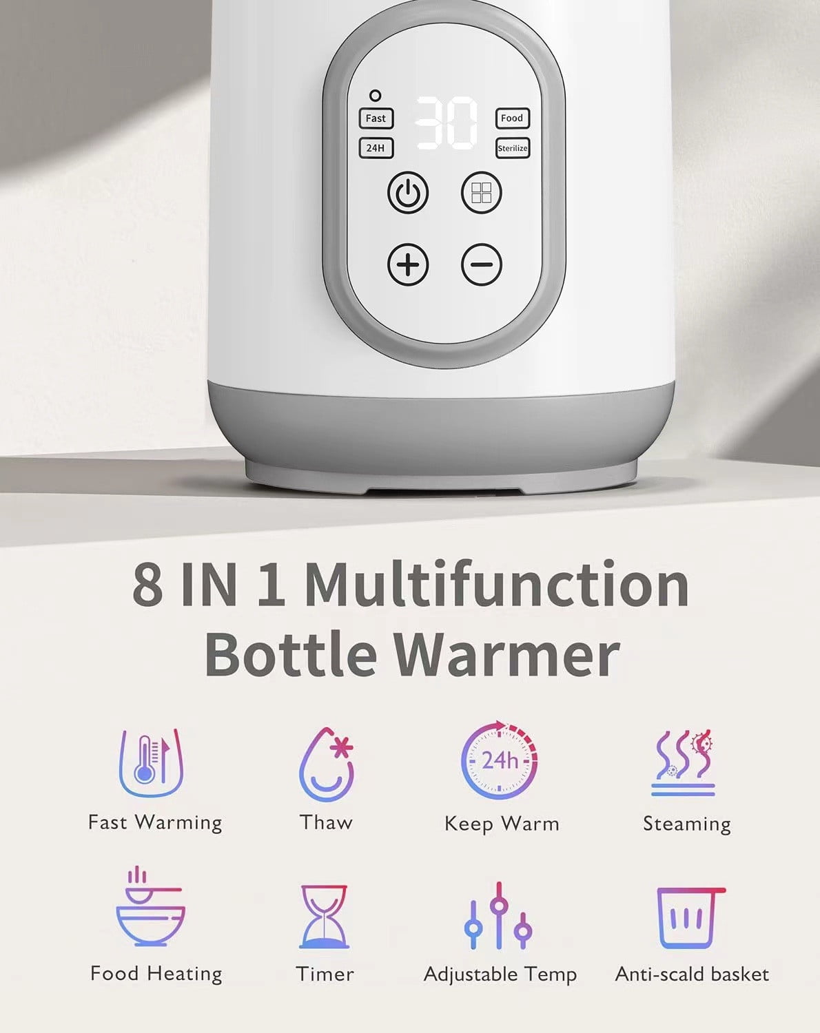 Baby Bottle Warmer for Breastmilk,Multifunctional Bottle Warmer for Home with Defrost & Timer ,Accurate Temperature Control,Fast Heating,Keep 24H Warm