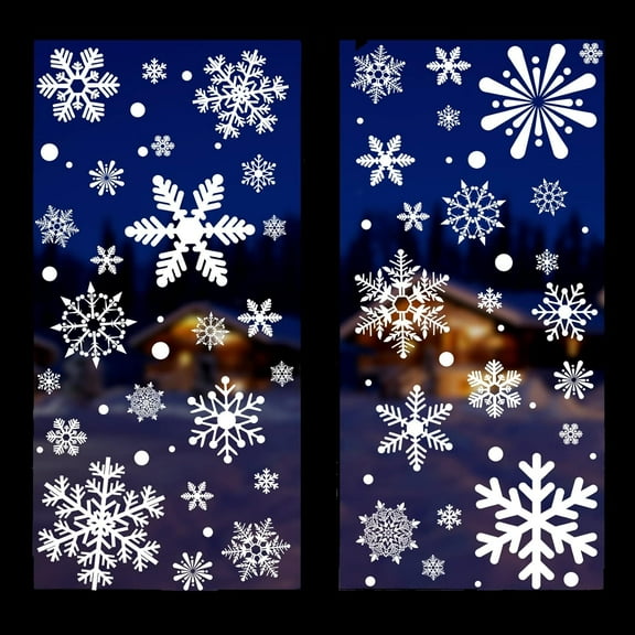 9 Sheets Winter Snowflakes Window Clings,Christmas Snowflakes Window Decals Stickers for Christmas Glass Home Decor and Xmas Winter Window Decoration