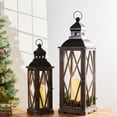 thumbnail image 4 of Glitzhome  Farmhouse Wooden Metal Lanterns Set of Two White, 4 of 5