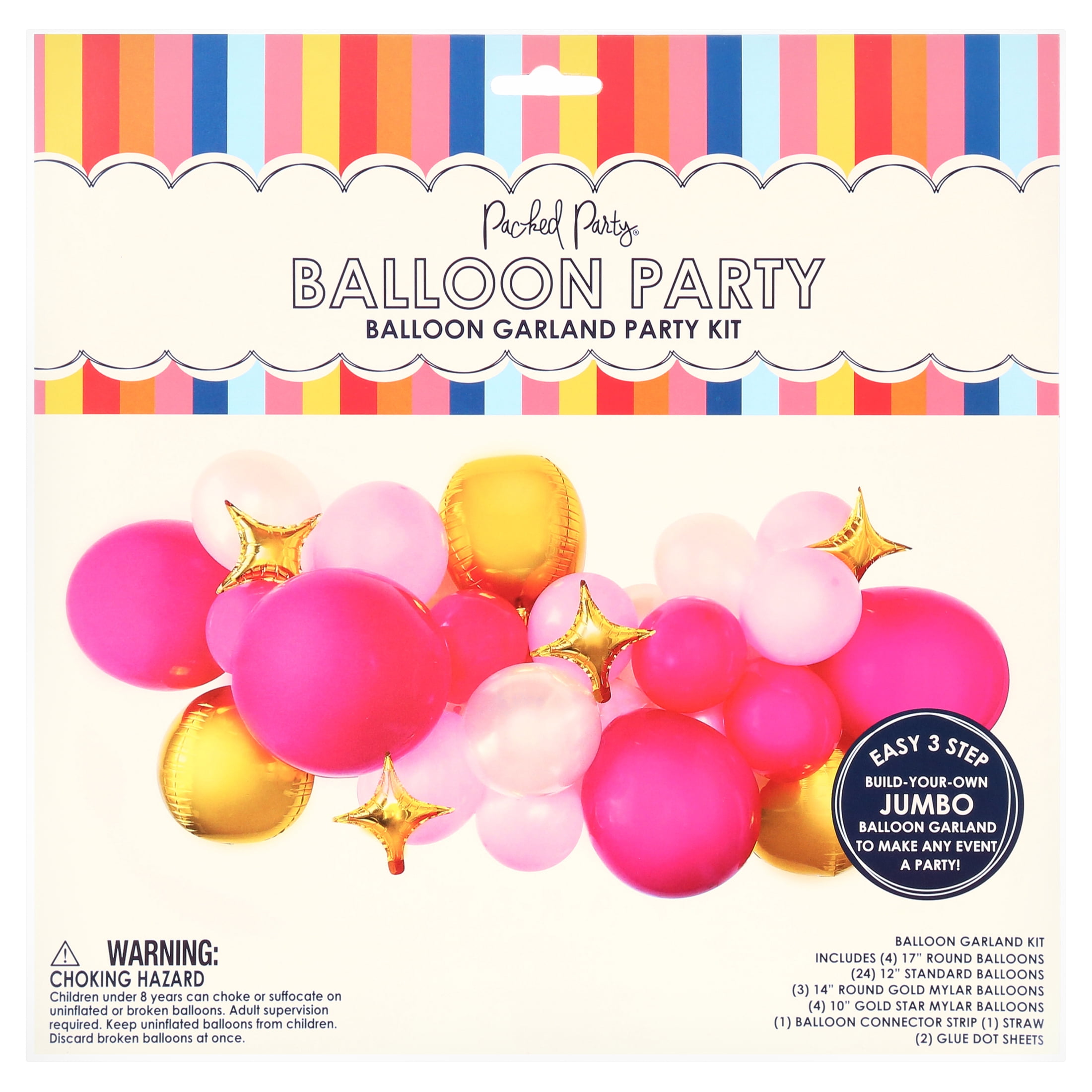 Packed Party 'Think Pink' Jumbo Pink Balloon Garland Kit, 35 Pieces
